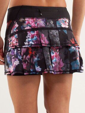 Lululemon Athletica Run Pace Setter Skirt Spring Has Sprung Multi/ Black Size 8